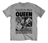 Queen Men's News of The World 40th Front Page Slim Fit T-Shirt Grey, Gray, 3XL