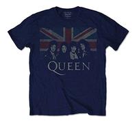 Queen Men's Vintage Union Jack T-Shirt, Blue (Navy), Large