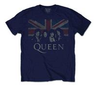 Queen Men's Vintage Union Jack T-Shirt, Blue (Navy), Large