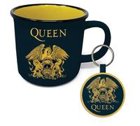 Queen Mug and Keyring Set in Presentation Gift Box (Crest Logo Design) 11oz Ceramic Campfire-Style Mug and Woven Key Fob - Official Merchandise