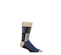 Queen Navy Socks - Crest Blocks