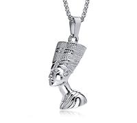 Queen Nefertiti Necklace, Ancient Egypt Pharaoh Stainless Steel Men Jewelry, Nefertiti Pendant, Mythology Gift
