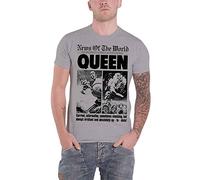 Queen 'News of The World 40th Anniversary Front Page' T-Shirt (Medium) Grey