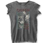 Queen 'News of The World' Womens Burnout T-Shirt (Extra Large) Charcoal