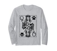 Queen Of Cats Card Game Queen Playing Card Cat Lady Long Sleeve T-Shirt