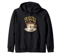 Queen Of Cuppas Funny Tea Cup Tea Drinker Tea Lover Zip Hoodie