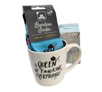 Love Kates Queen of F*@King Everything Mug & Socks Set for Her The Queen Gift Set Gift Idea MSISO166F
