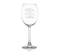 Queen of Fucking Everything Wine Glass Engraved Glasses Goblet for Party Wedding Christmas Gift, 11 OZ