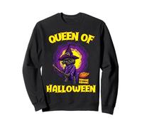Queen Of Halloween Funny Black Cat Witch Sweatshirt