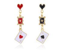 Queen of Heart Earrings for Women Asymmetric Poker Dangle Drop Earrings Red Heart Ace Poker Card Earring Queen of Hearts Costume Earring Jewelry for Women, L, Acrylic, No Gemstone