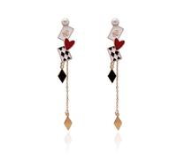 Queen of Heart Earrings Red Heart Poker Earrings for Women Halloween Queen of Hearts Costume Accessories, Metal, No Gemstone