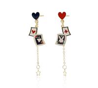 Queen of Heart Earrings Red Heart Poker Earrings for Women Halloween Queen of Hearts Costume Accessories, Metal, No Gemstone
