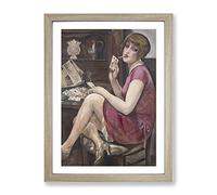 Queen Of Hearts By Gerda Wegener Classic Painting Framed Print | A4 Oak Framed Wall Art | Ready to Hang | Classic Historical Picture | Living Room Bedroom Lounge Office