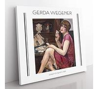 Queen Of Hearts By Gerda Wegener Exhibition Museum Classic Painting Canvas Wall Art Print Ready to Hang, Framed Picture for Living Room Bedroom Home Office Décor, 35x35 cm (14x14 Inch)