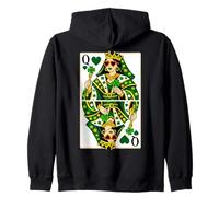 Queen of Hearts Classic Card Game Irish Saint Patrick's Day Zip Hoodie
