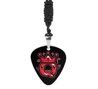 Queen of Hearts Playing Cards Personalized Guitar Picks Necklace Guitar Pendant Jewelry Gifts for Women Men