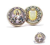 Queen of Heaven Virgin Mary Commemorative Coin with The Lord's Prayer Design, Double Sided Religious Challenge Coin, Inspirational Faith Keepsake Gift for Catholics Christians Family and Friends，5PCS