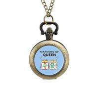 Queen of Mahjong Pocket Watch Vintage Quartz Pocket Watches with Chain for Men Women Coppery-Style
