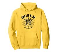 Queen of Overthinking Retro Crown Graphic Pullover Hoodie, Adult Unisex, Lemon, S