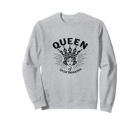 Queen of Overthinking Retro Crown Graphic Sweatshirt, Adult Unisex, Heather Grey, S