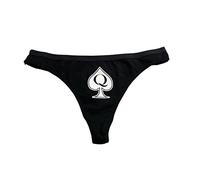 Queen of Spades QoS Thong Panty Spade with Letter Q - black - Medium