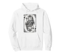 Queen of Spades Royal Cat Vintage Playing Card Game Design Pullover Hoodie
