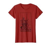Queen of Swords Tarot Card T-Shirt, Women, Cranberry Red, Large
