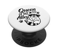 Queen of the Alley Funny Trash Panda Raccoon PopSockets Adhesive PopGrip
