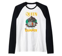 Queen of The Camper Campervan Campfire Camping Raglan Baseball Tee