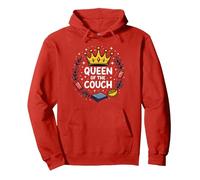 Queen of the Couch: Regal Relaxation Funny Lounge Pullover Hoodie, Adult Unisex, Red, M
