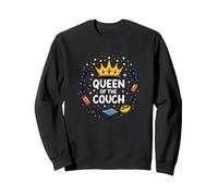 Queen of the Couch: Regal Relaxation Funny Lounge Sweatshirt, Adult Unisex, Black, M