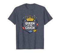 Queen of The Couch: Regal Relaxation Funny Lounge T-Shirt, Men, Heather Blue, 6XL