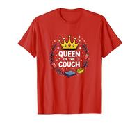 Queen of The Couch: Regal Relaxation Funny Lounge T-Shirt, Men, Red, M