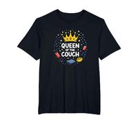 Queen of The Couch: Regal Relaxation Funny Lounge T-Shirt, Men's Big and Tall, Black, 2X Tall