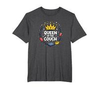 Queen of The Couch: Regal Relaxation Funny Lounge T-Shirt, Men's Big and Tall, Dark Heather Grey, 2X Tall