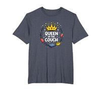 Queen of The Couch: Regal Relaxation Funny Lounge T-Shirt, Men's Big and Tall, Heather Blue, 5X Tall