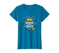 Queen of The Couch: Regal Relaxation Funny Lounge T-Shirt, Women, Sapphire, S
