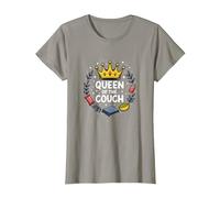 Queen of The Couch: Regal Relaxation Funny Lounge T-Shirt, Women, Slate, L