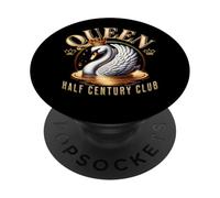 Queen of the Half Century Club - Elegant Swan 50th Birhday PopSockets Adhesive PopGrip