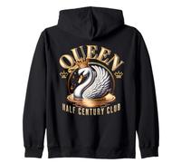 Queen of the Half Century Club - Elegant Swan 50th Birhday Zip Hoodie