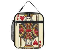 Queen of The Hearts Playing Card Poker Lunch Bag Insulated Bento Box Tote Bags Portable Lunchbag for Women Men Work Picnic