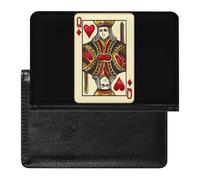 Queen of The Hearts Playing Card Poker Passport Holder Travel Wallet Cover Case with Card Slot Organiser for Men Women