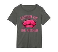 Queen of The Kitchen Chef Hat Women Chef Cooking T-Shirt, Women's Plus, Asphalt Grey, 4X