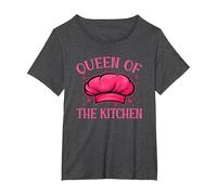 Queen of The Kitchen Chef Hat Women Chef Cooking T-Shirt, Women's Plus, Dark Heather Grey, 4X