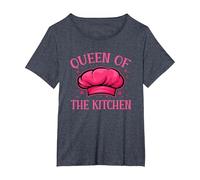 Queen of The Kitchen Chef Hat Women Chef Cooking T-Shirt, Women's Plus, Heather Blue, 5X