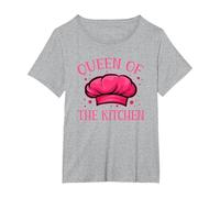 Queen of The Kitchen Chef Hat Women Chef Cooking T-Shirt, Women's Plus, Heather Grey, 3X