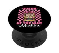 Queen Of The Slot Machine Gambling Casino 777 Girl Mom PopSockets Adhesive PopGrip