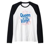Queen of The Vinyl Records Collection Music Lover Musician Raglan Baseball Tee