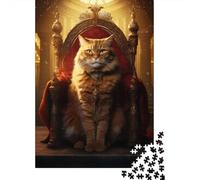 Queen Orange Cat Throne 1000-Piece Puzzle for Adults, 70x50cm/1000pcs; An Unhurried Indoor Weekend Activity; Low-dust Pieces for A Tidier Table