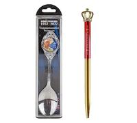 Queen Platinum Jubilee Memorabilia 2022 Collectable Commemorative Stainless Steel Souvenir Remembrance Spoon 1952-2022 Spoon Plus Red Platinum Jubilee Crown Pen (Black Ink)